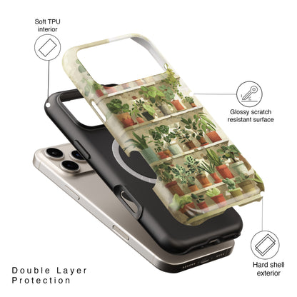 Potted Plants Shelves Watercolor Design iPhone Case