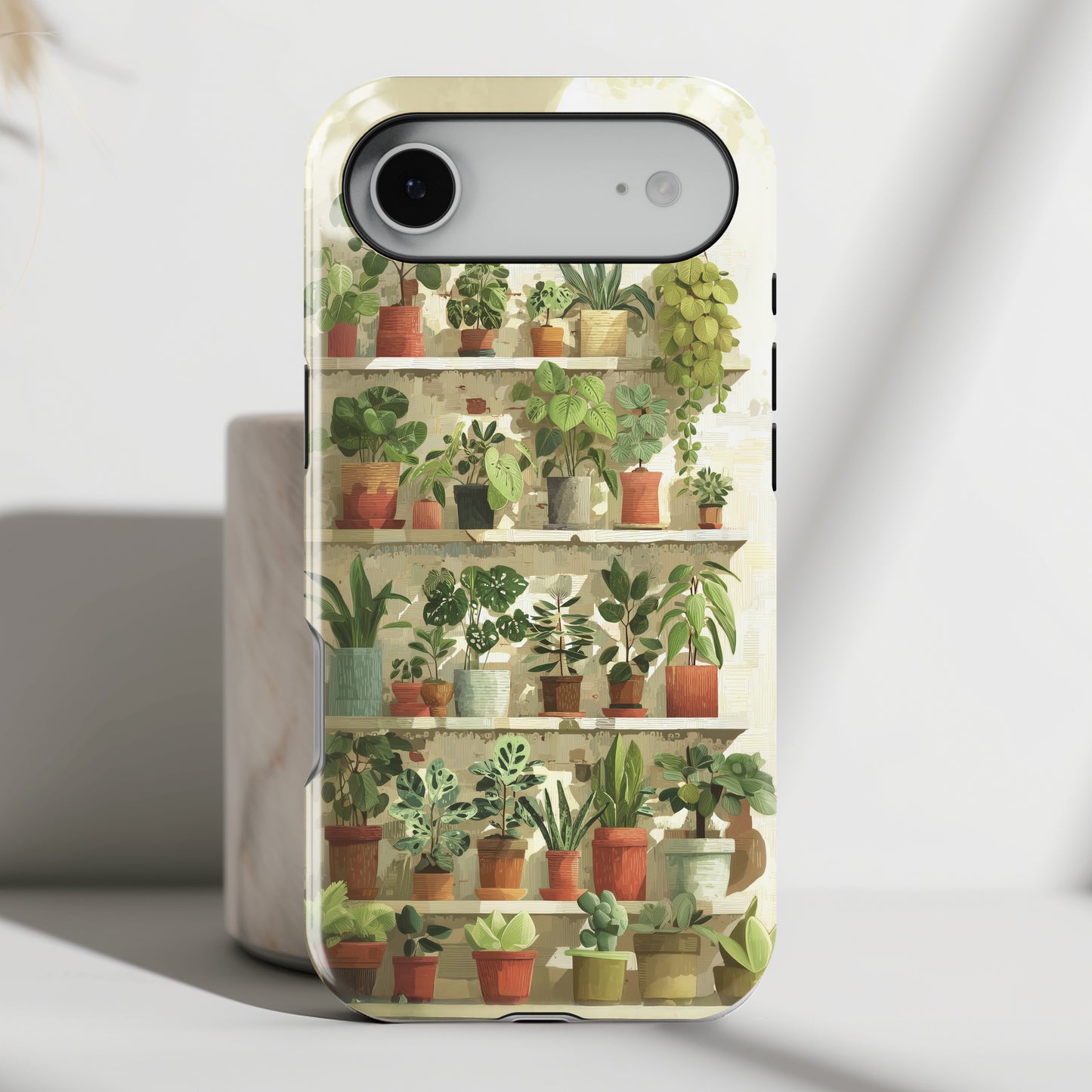 Potted Plants Shelves Watercolor Design iPhone Case