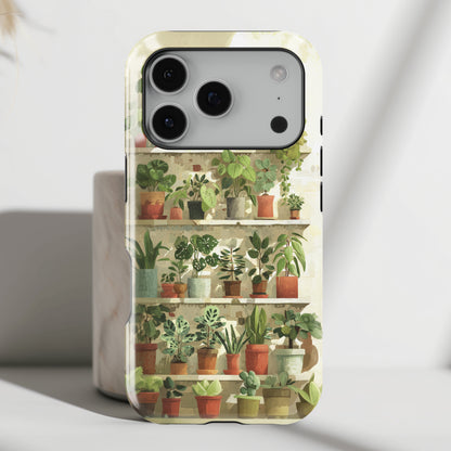 Potted Plants Shelves Watercolor Design iPhone Case
