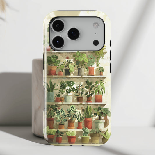 Potted Plants Shelves Watercolor Design iPhone Case