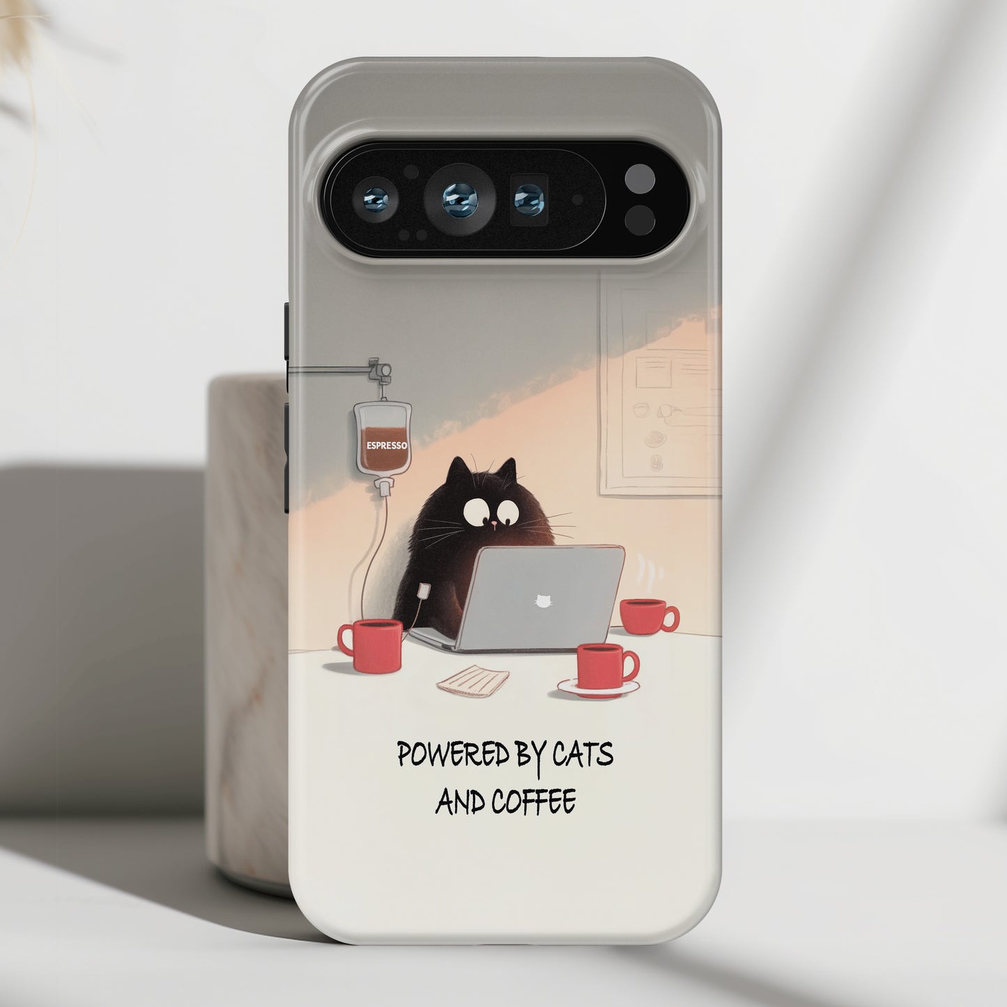 Powered by Cats and Coffee Design Phone Case for Google Pixel