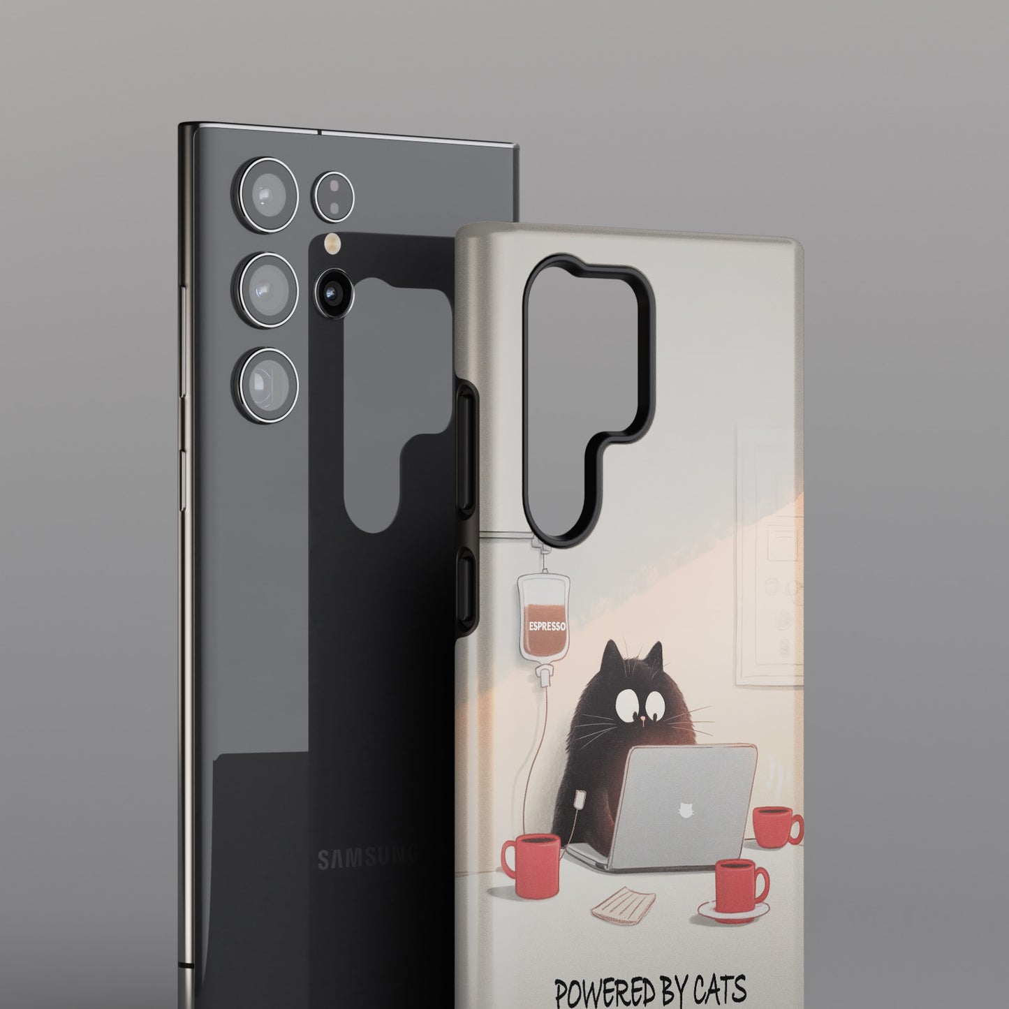 Powered by Cats and Coffee Design Phone Case for Galaxy S series Phones
