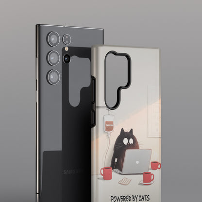 Powered by Cats and Coffee Design Phone Case for Galaxy S series Phones