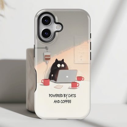 Powered by Cats and Coffee Design iPhone Case