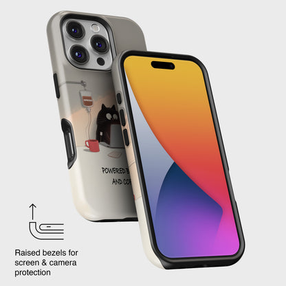 Powered by Cats and Coffee Design iPhone Case