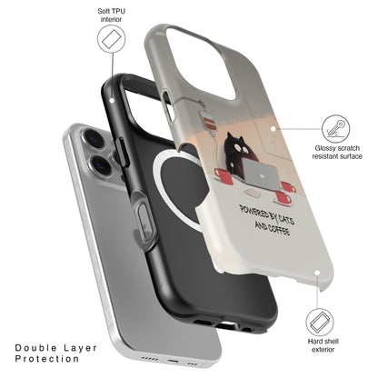 Powered by Cats and Coffee Design iPhone Case