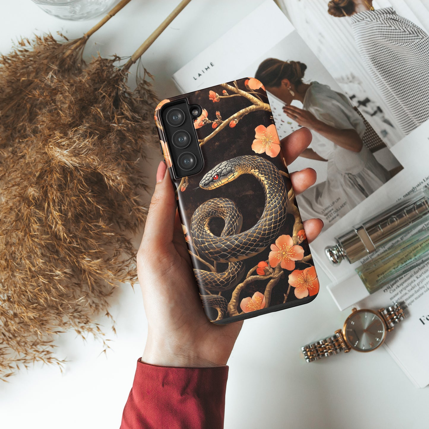 Snake Floral Design Case for Galaxy S series Phones