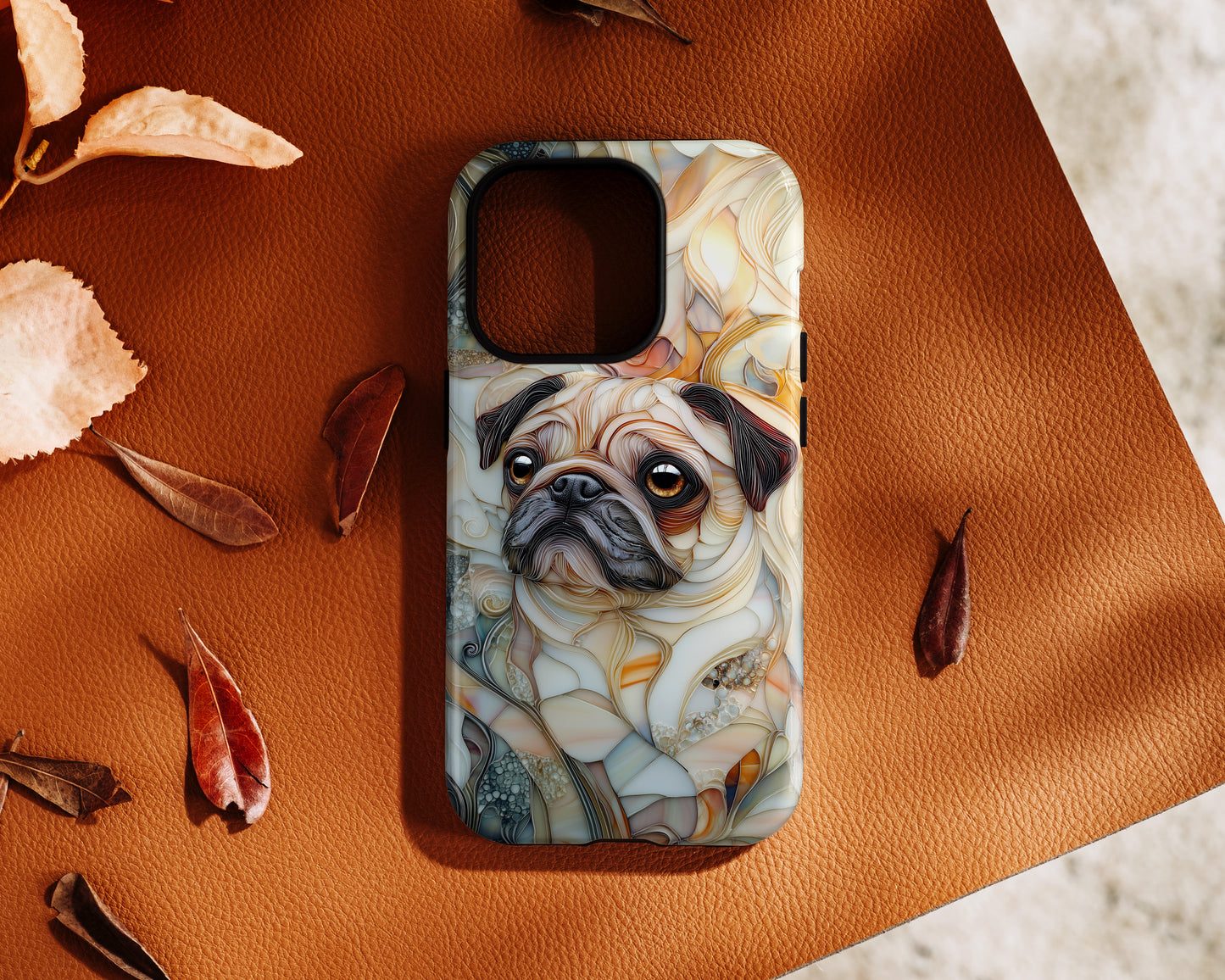 Pug Stained Glass Design iPhone Case