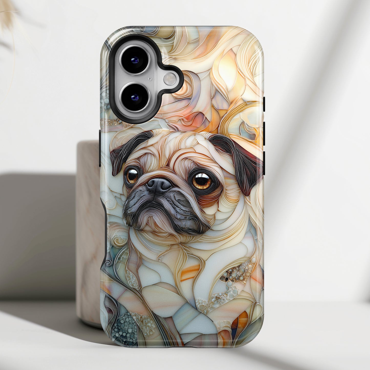 Pug Stained Glass Design iPhone Case