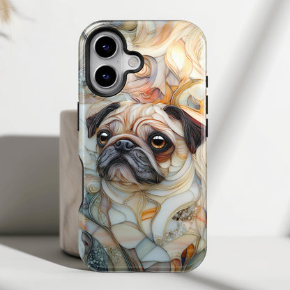 Pug Stained Glass Design iPhone Case