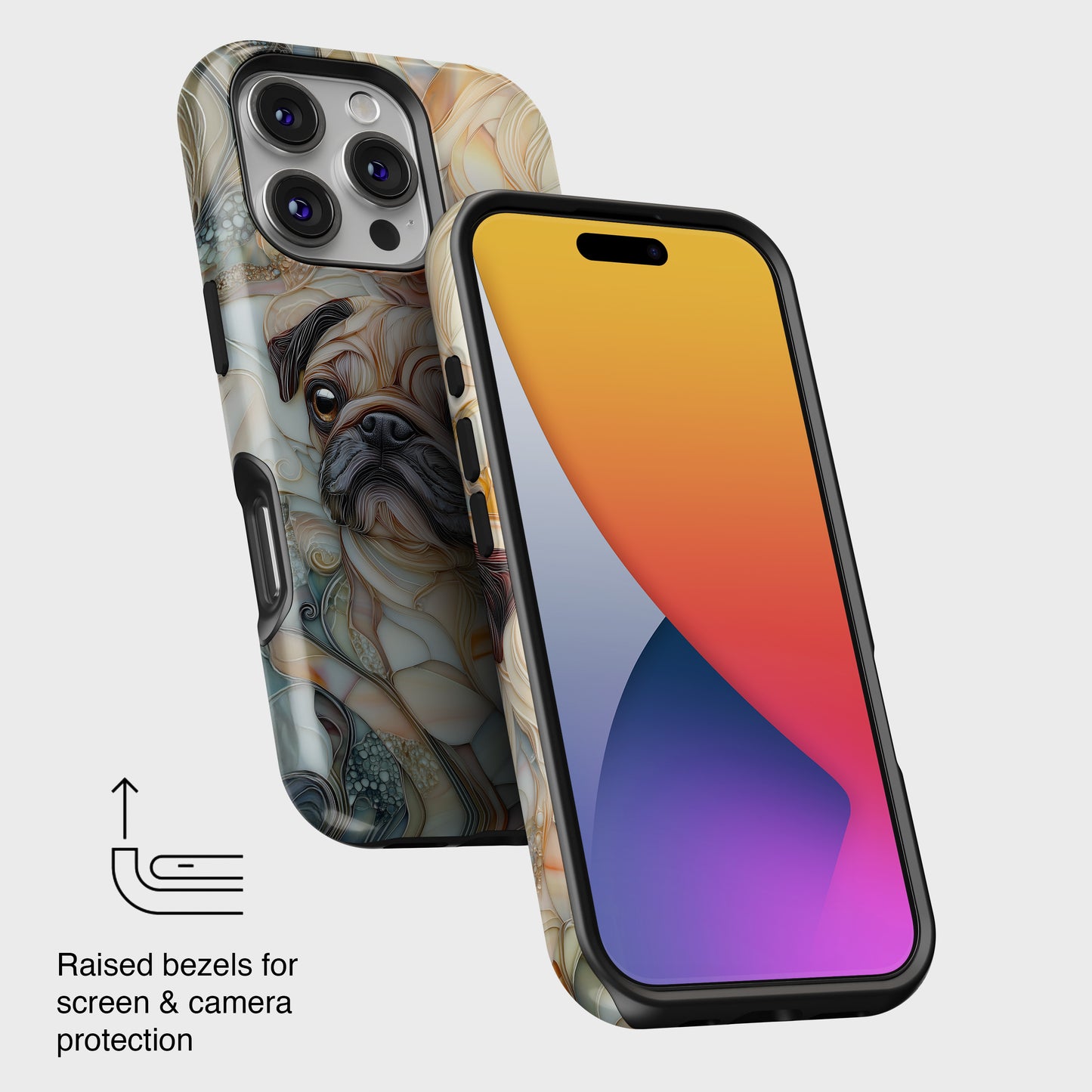 Pug Stained Glass Design iPhone Case