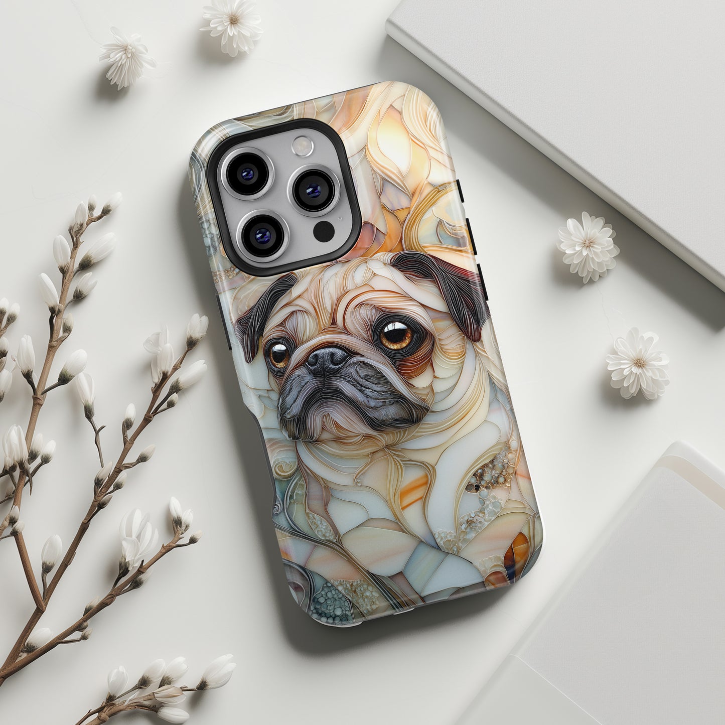 Pug Stained Glass Design iPhone Case