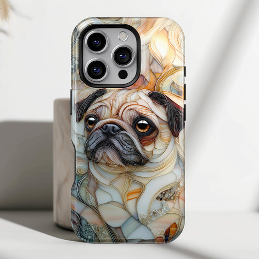 Pug Stained Glass Design iPhone Case