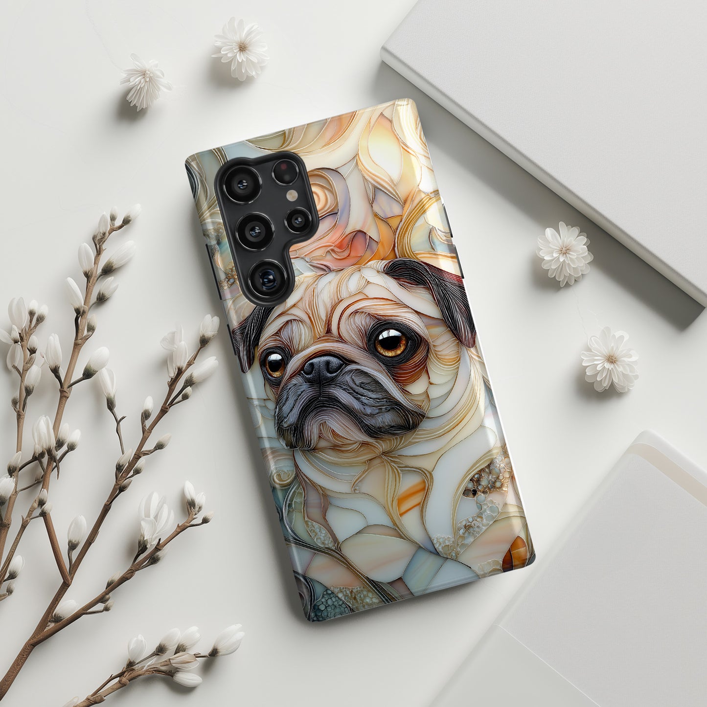Pug Stained Glass Design Phone Case for Galaxy S series Phones