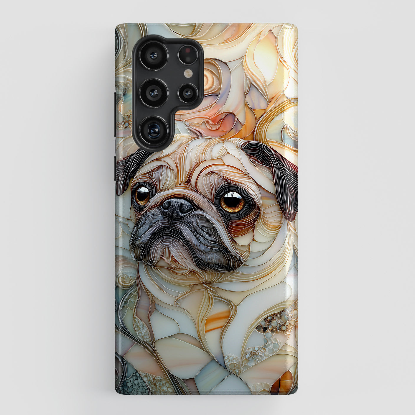 Pug Stained Glass Design Phone Case for Galaxy S series Phones