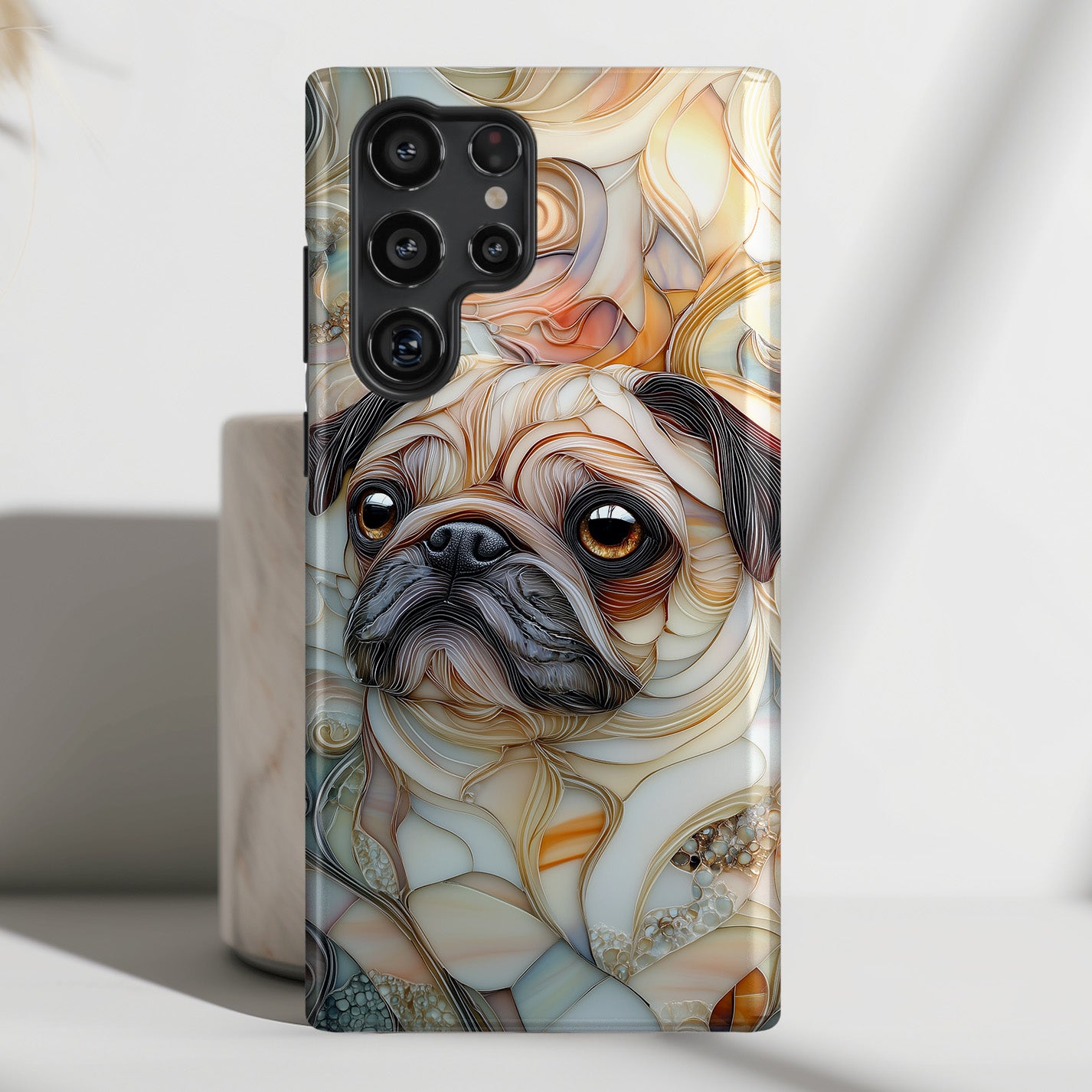 Pug Stained Glass Design Phone Case for Galaxy S series Phones