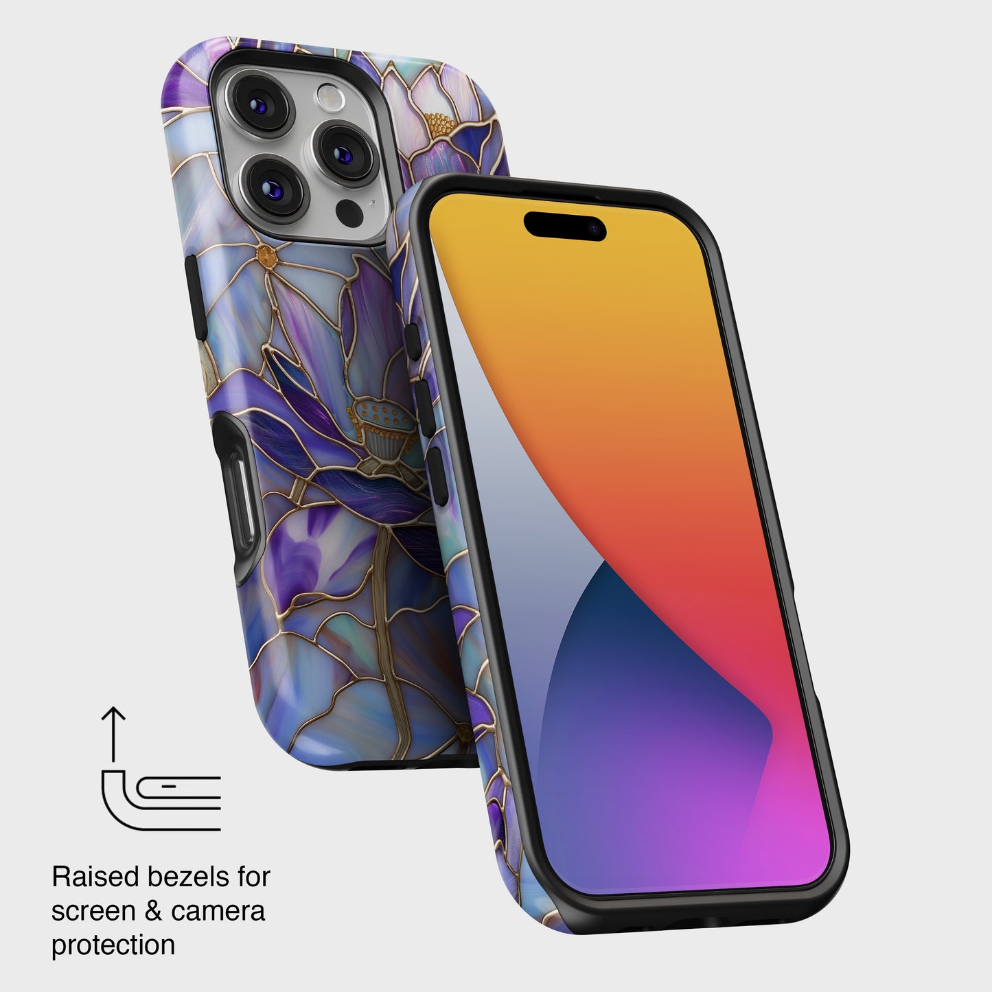 Purple Lotus Stained Glass Design iPhone Case