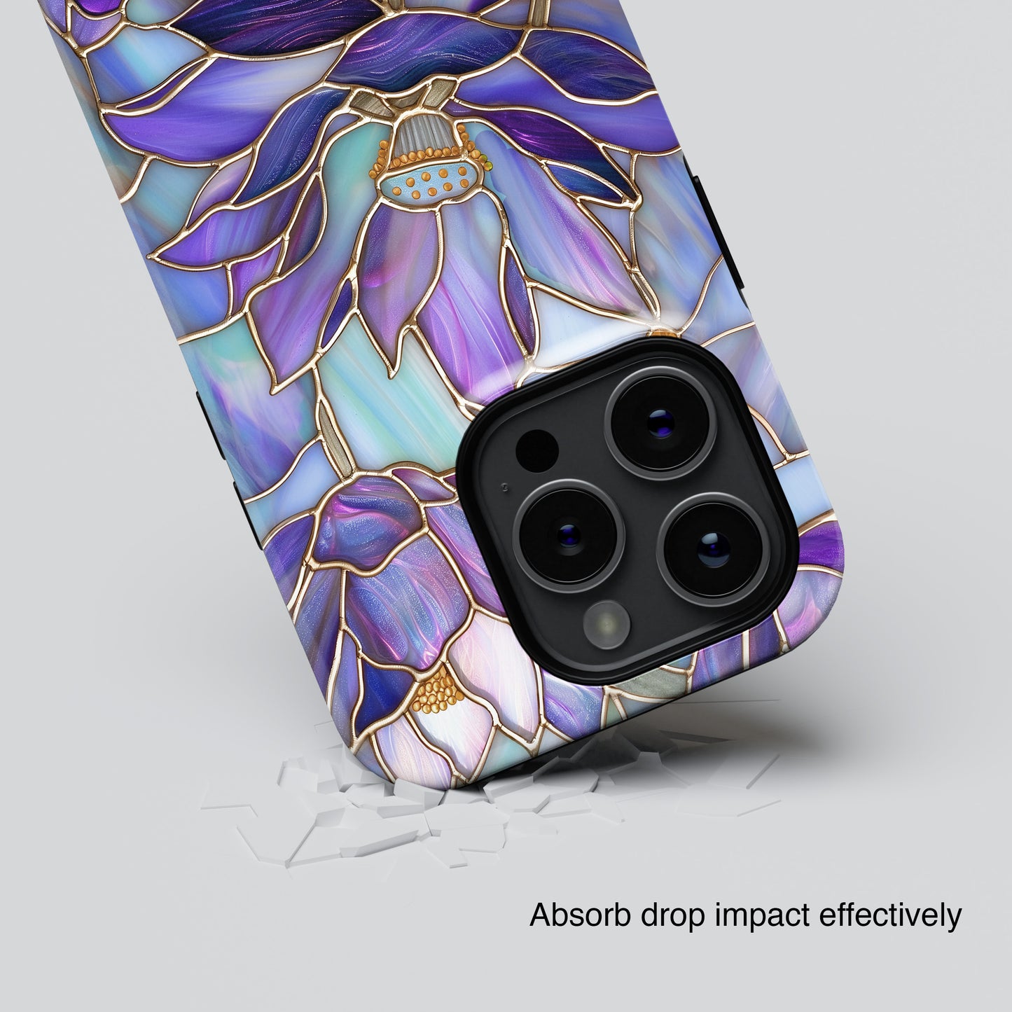 Purple Lotus Stained Glass Design iPhone Case
