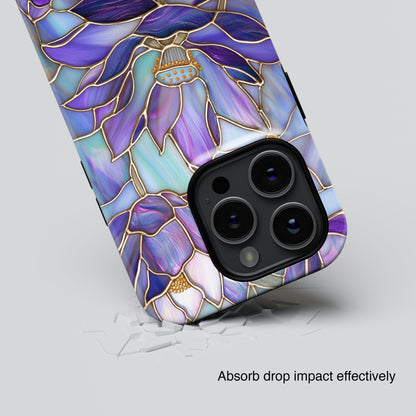 Purple Lotus Stained Glass Design iPhone Case