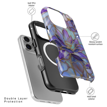 Purple Lotus Stained Glass Design iPhone Case