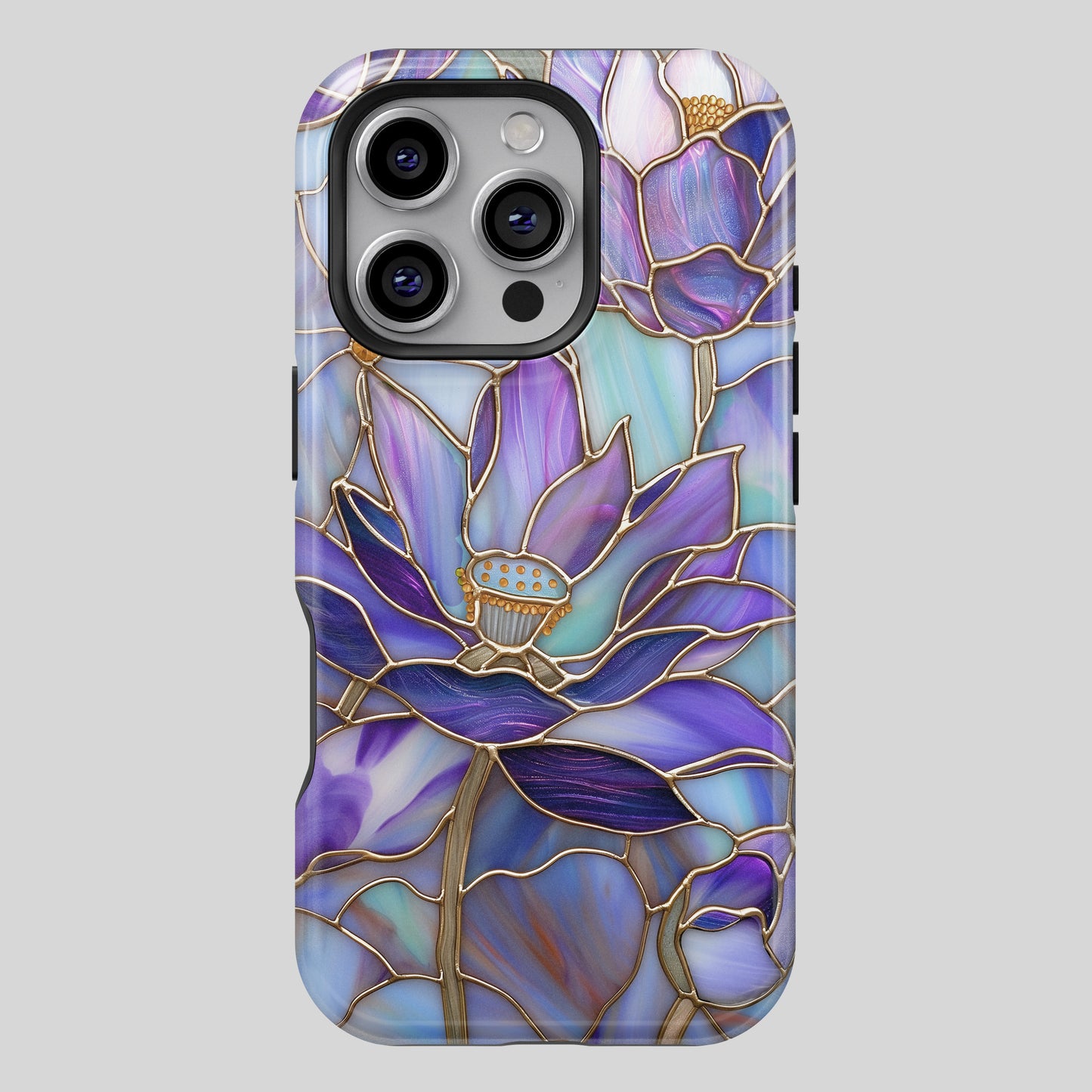 Purple Lotus Stained Glass Design iPhone Case