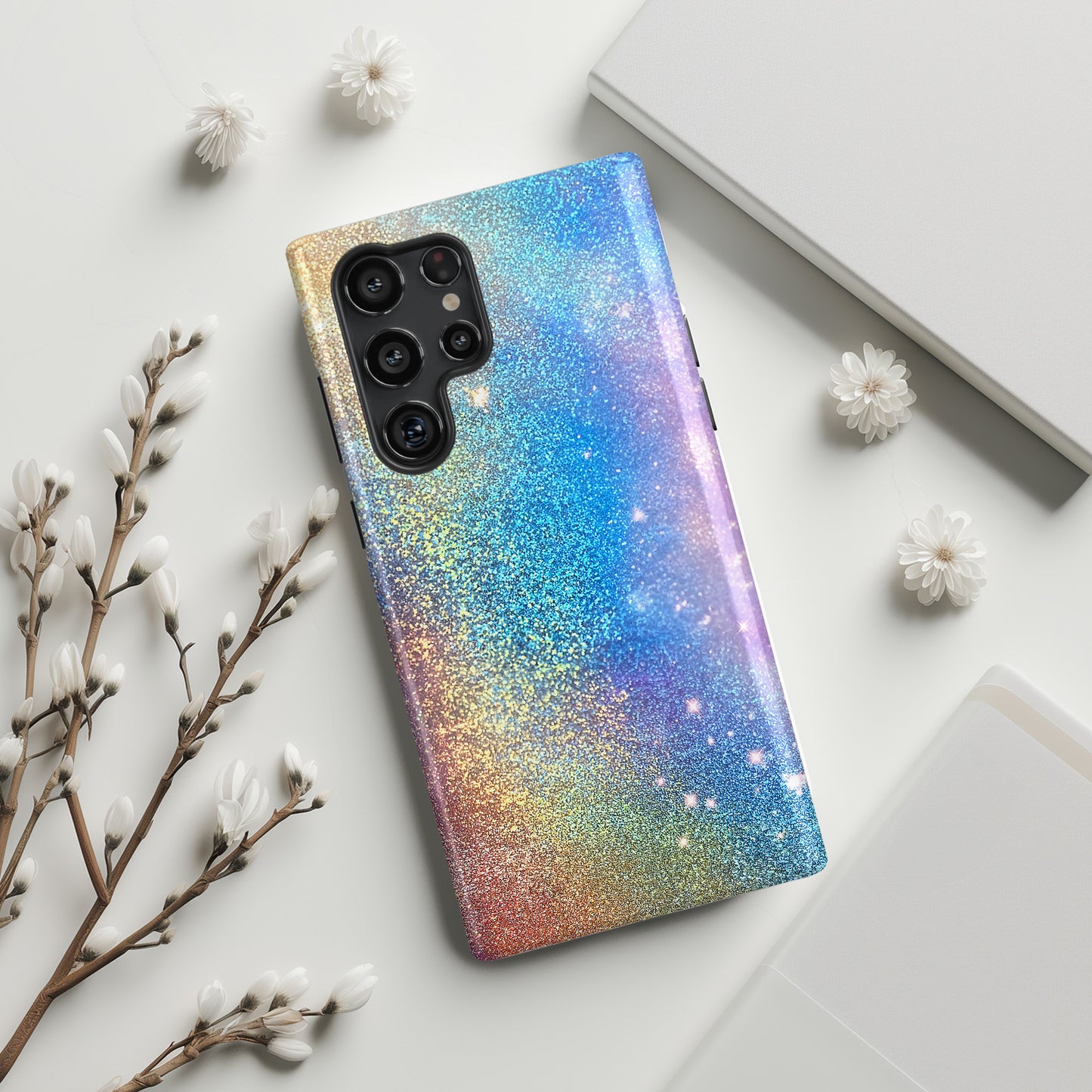 Rainbow Glitter Effect Design Case for Galaxy S series Phones