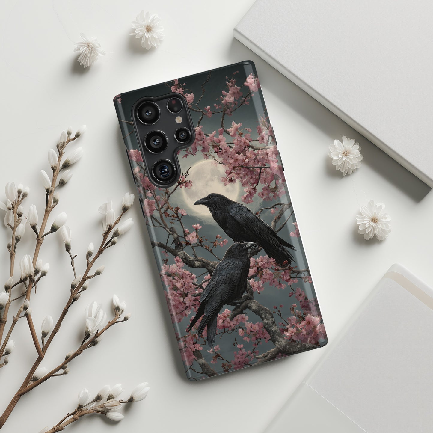 Ravens in Bloom Design Phone Case for Galaxy S series Phones