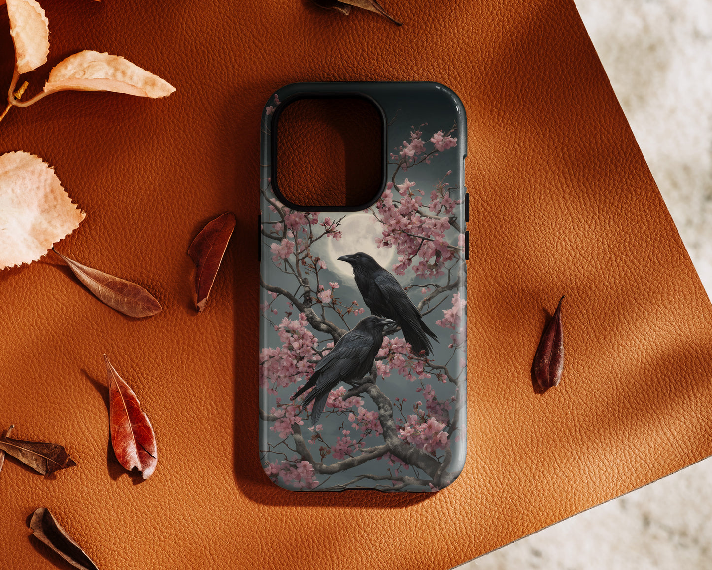 Ravens in Bloom Design iPhone Case