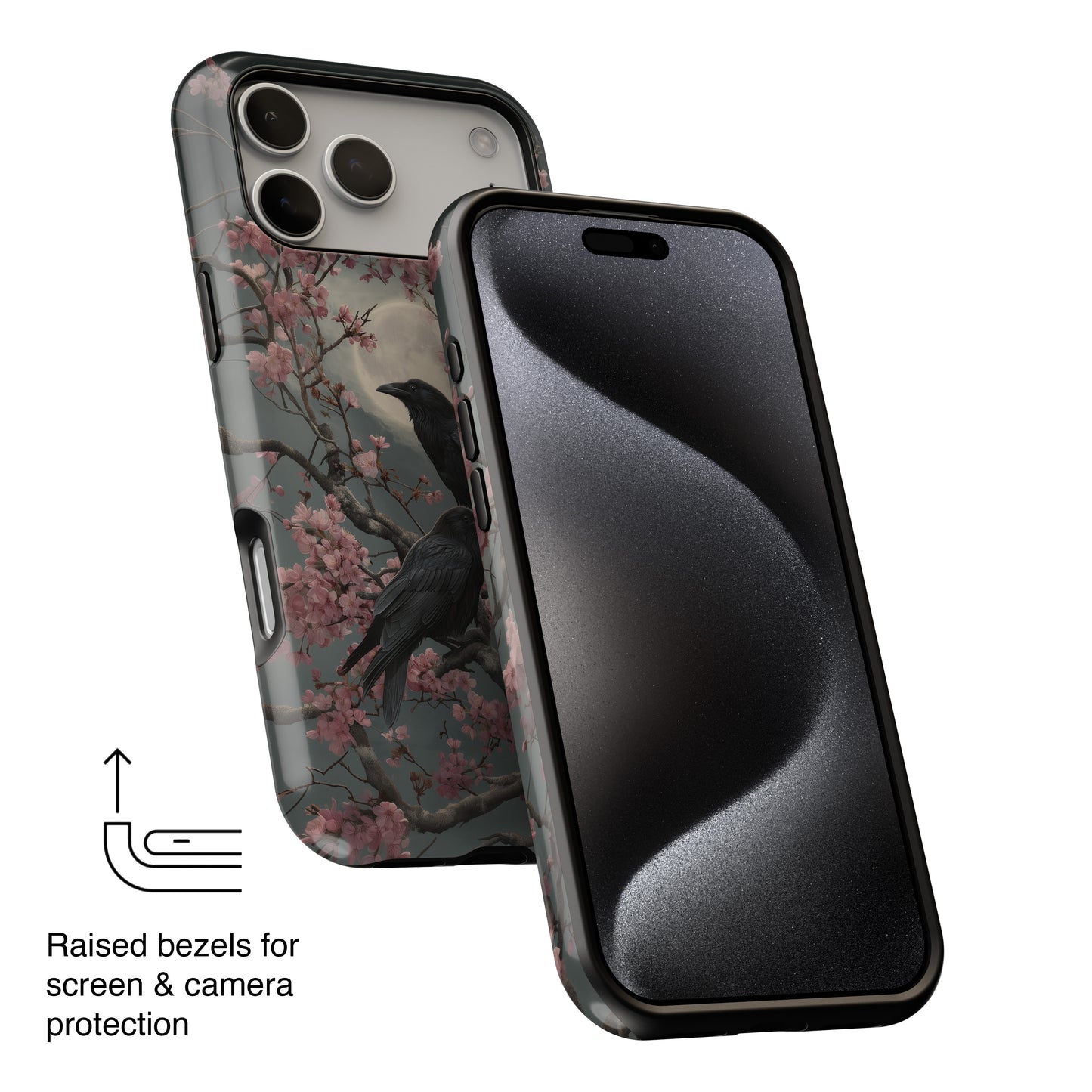 Ravens in Bloom Design iPhone Case