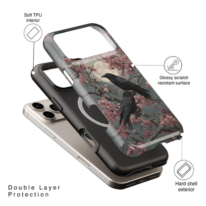 Ravens in Bloom Design iPhone Case