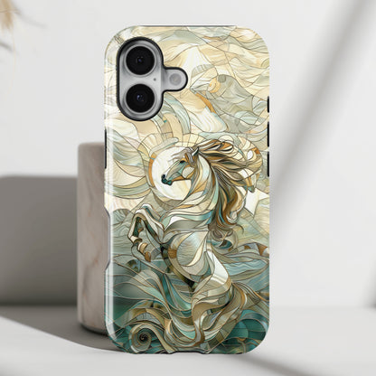 Rearing Horse Stained Glass Design iPhone Case