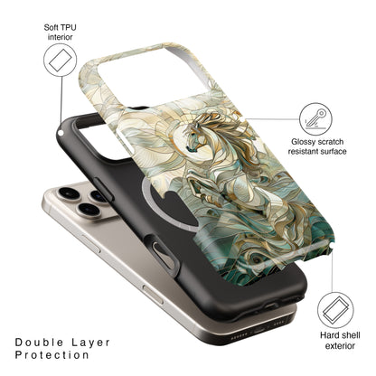Rearing Horse Stained Glass Design iPhone Case