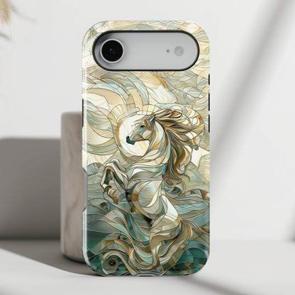 Rearing Horse Stained Glass Design iPhone Case
