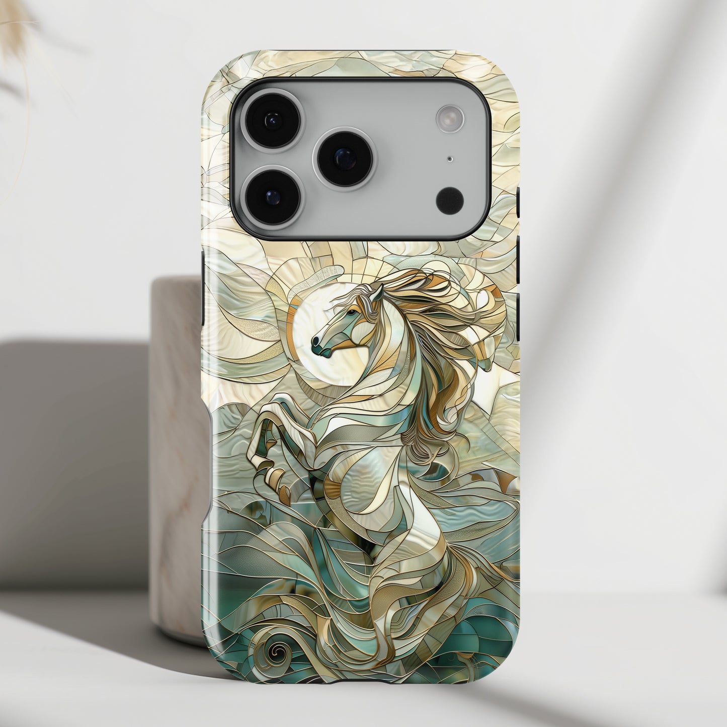 Rearing Horse Stained Glass Design iPhone Case
