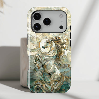 Rearing Horse Stained Glass Design iPhone Case