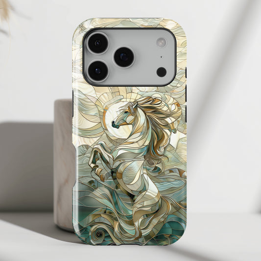 Rearing Horse Stained Glass Design iPhone Case