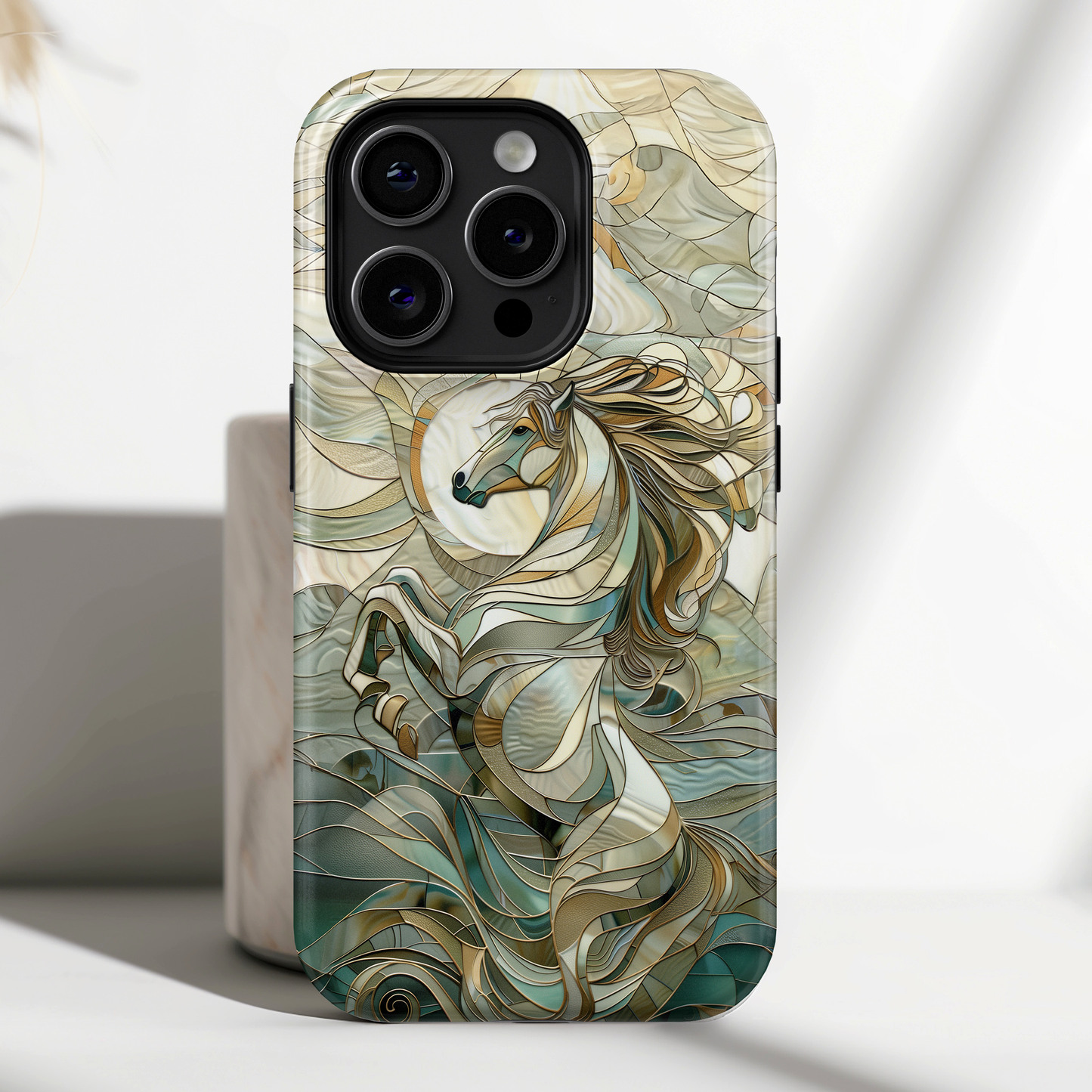 Rearing Horse Stained Glass Design iPhone Case