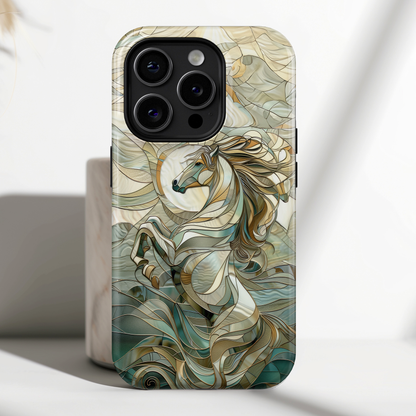 Rearing Horse Stained Glass Design iPhone Case