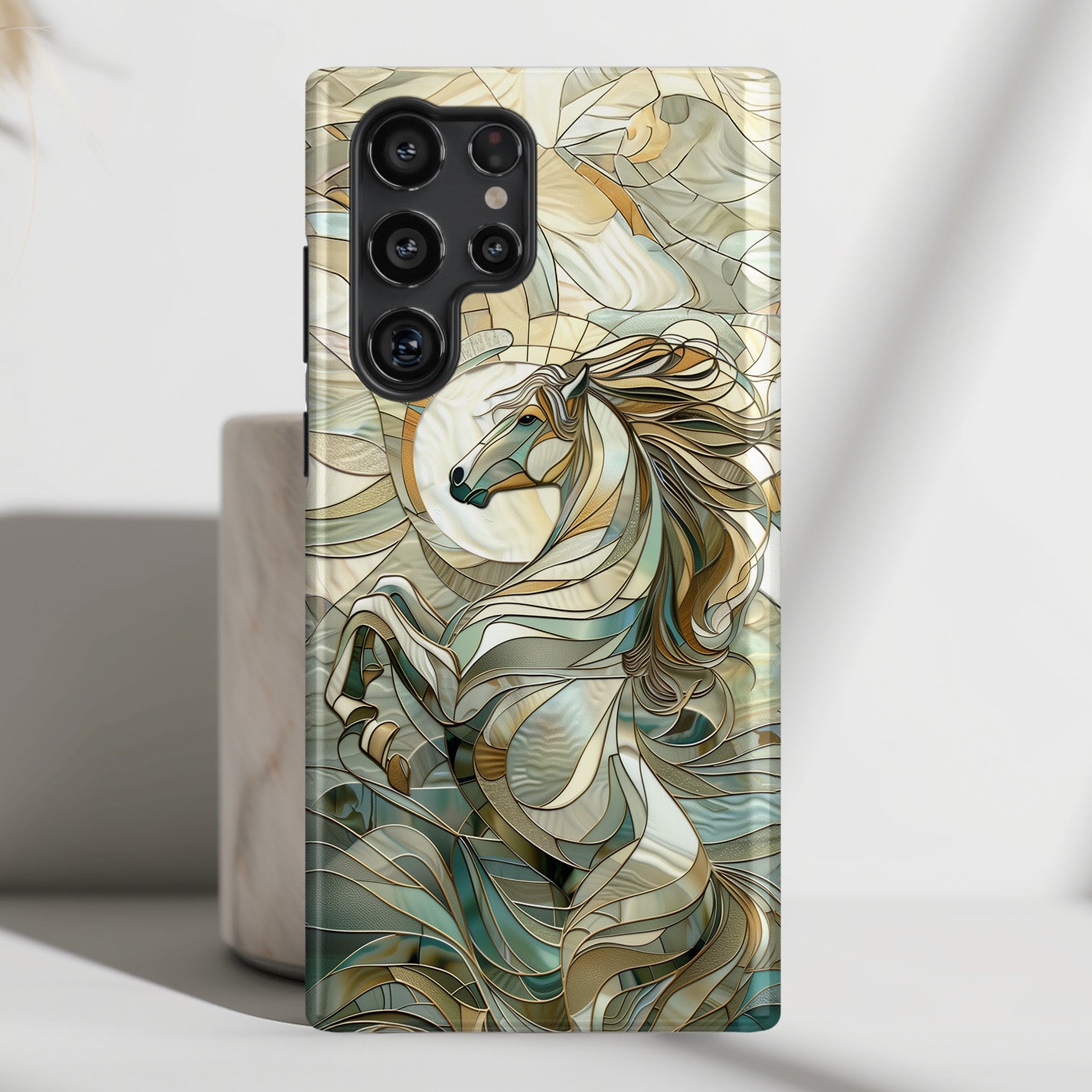 Rearing Horse Stained Glass Design Case for Galaxy S series Phones