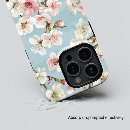 Retro Cherry Blossom Floral Design iPhone Case