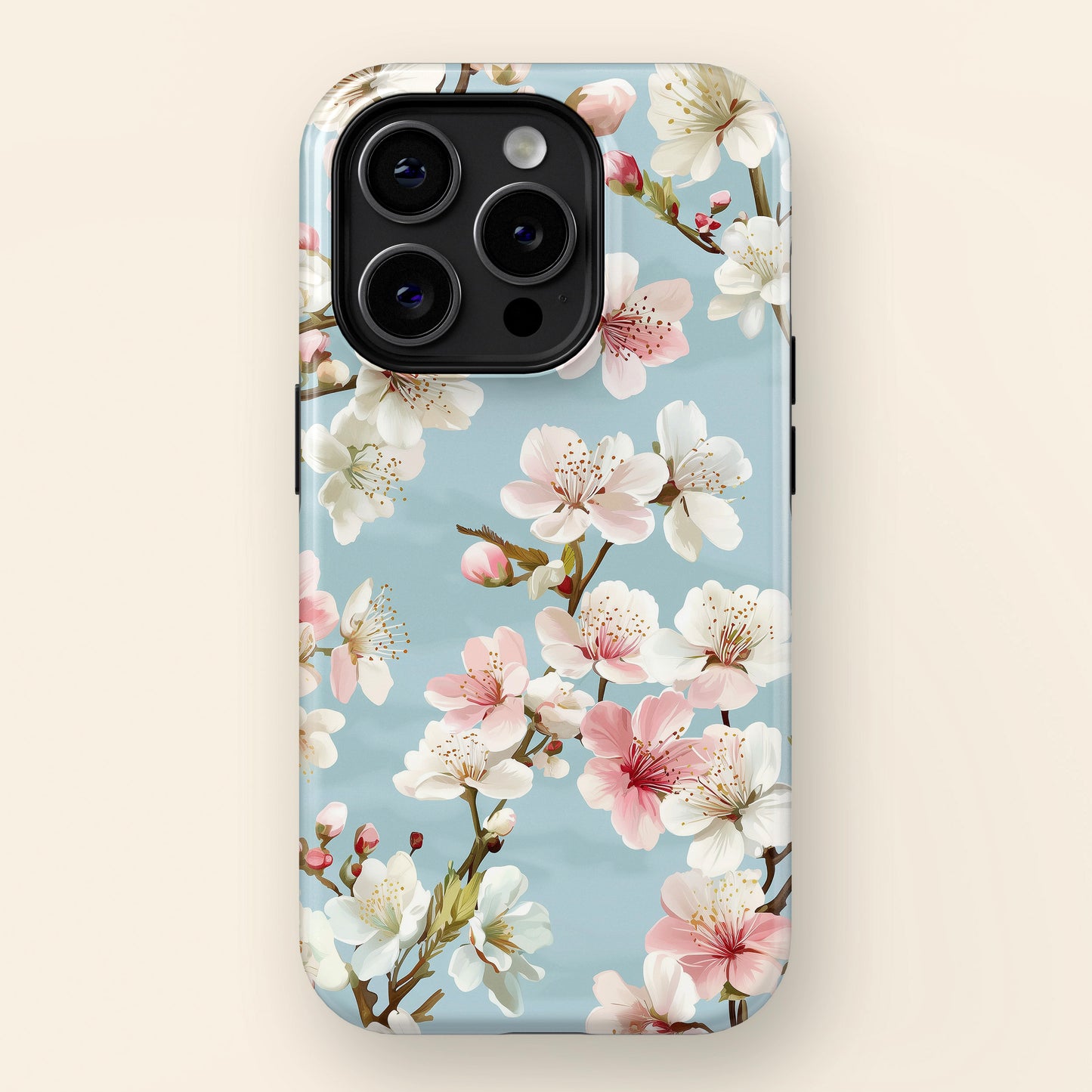 Retro Cherry Blossom Floral Design iPhone Case