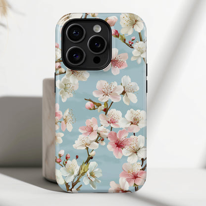 Retro Cherry Blossom Floral Design iPhone Case