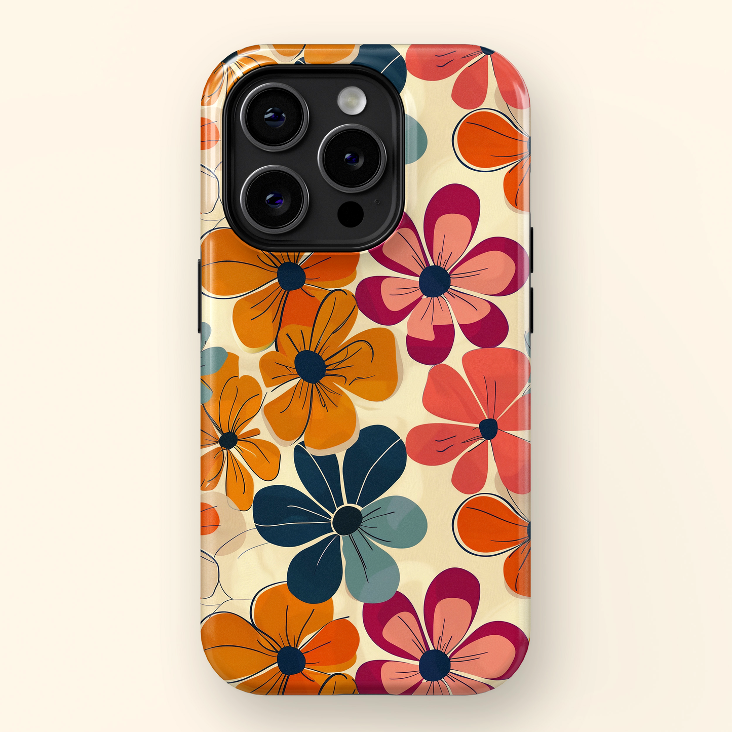 Retro Flower Bloom Design iPhone Case