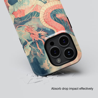 Retro Japanese Pink Dragon Design iPhone Case