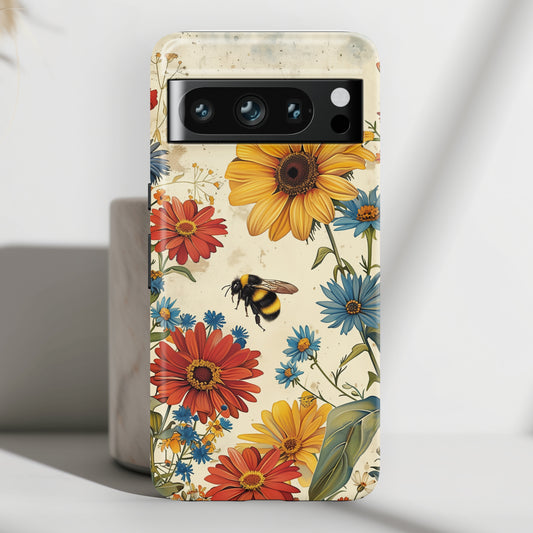 Retro Bumblebee Garden Design Google Pixel Phone Case