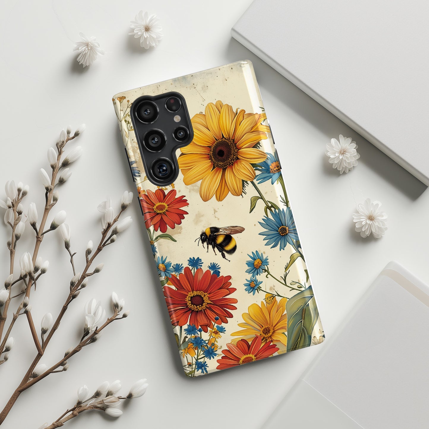 Retro Bumblebee Garden Design Samsung Phone Case