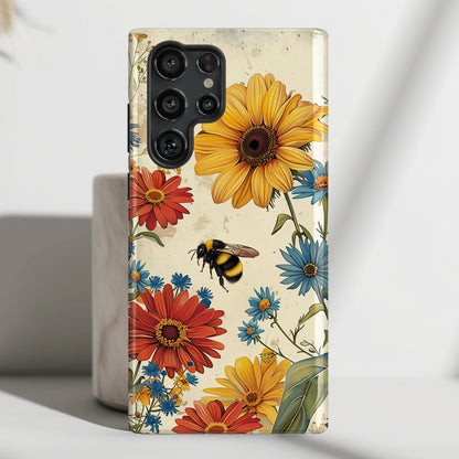 Retro Bumblebee Garden Design Samsung Phone Case