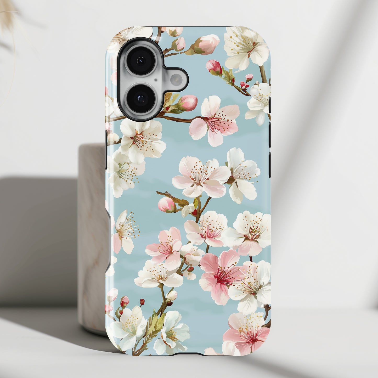 Retro Cherry Blossom Floral Design iPhone Case