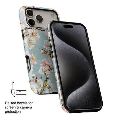Retro Cherry Blossom Floral Design iPhone Case