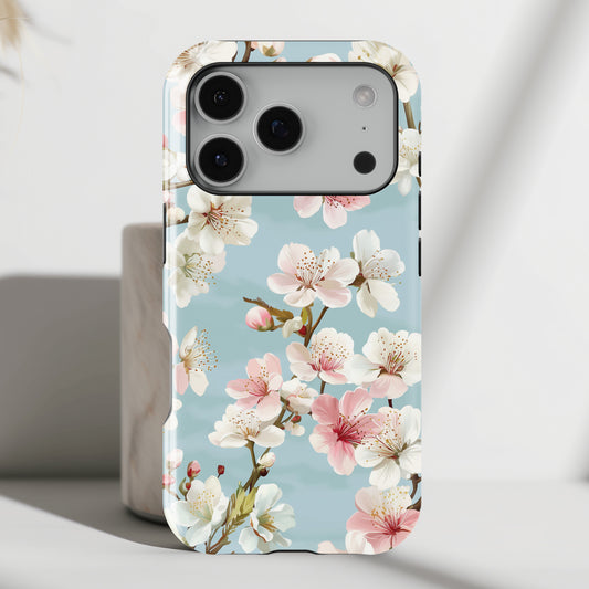 Retro Cherry Blossom Floral Design iPhone Case